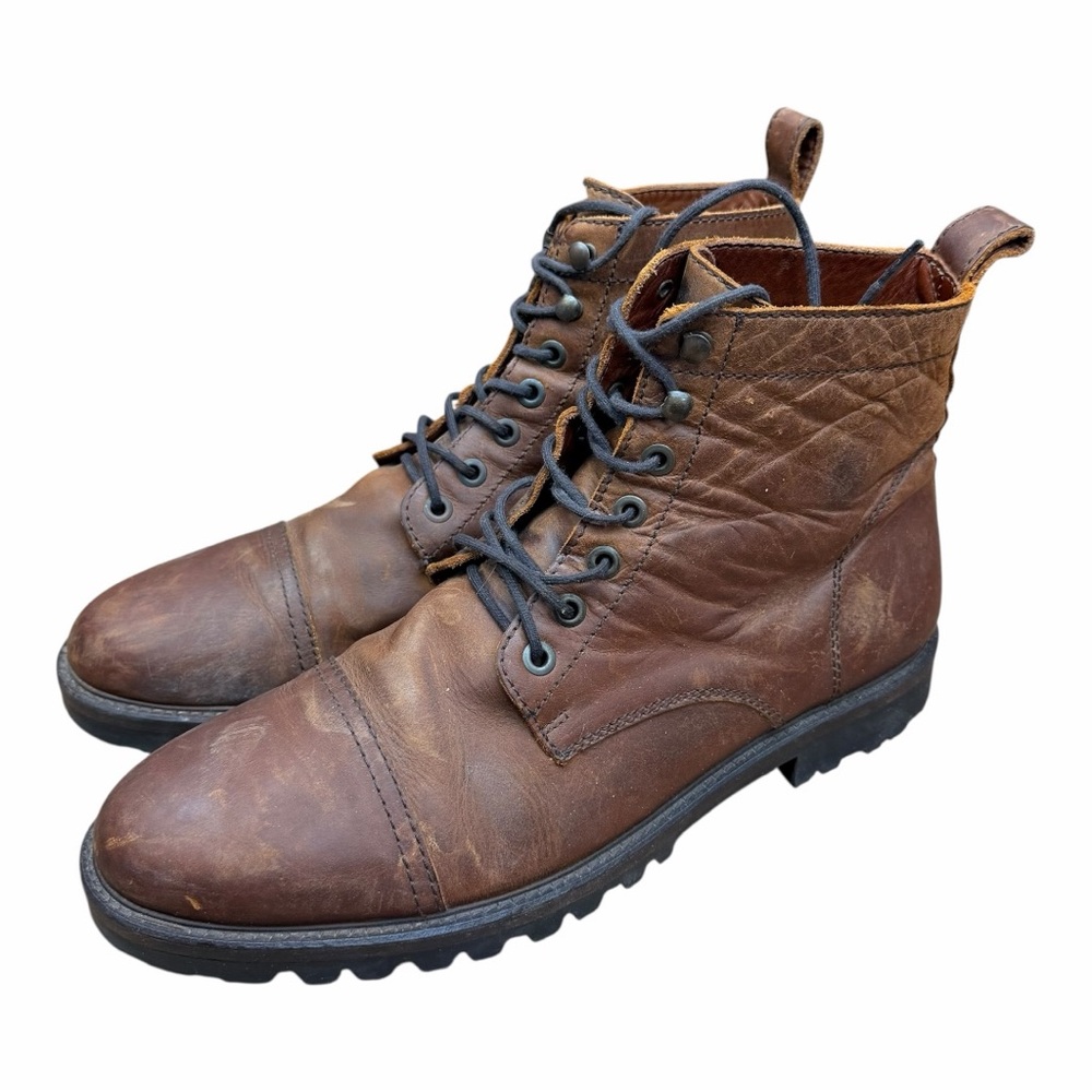 Patina London Boots Size 13 Caribou Brown Nubuck Lug Combat Portland Leather
